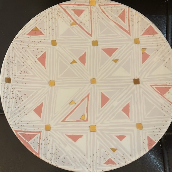 New Anthropologie Night Sky Pink & Gold Star Dessert Plate Set AnthroLiving - Picture 2 of 9